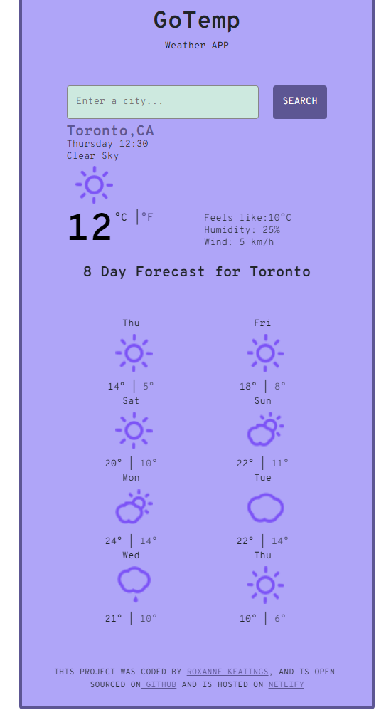 react weather app GoTemp